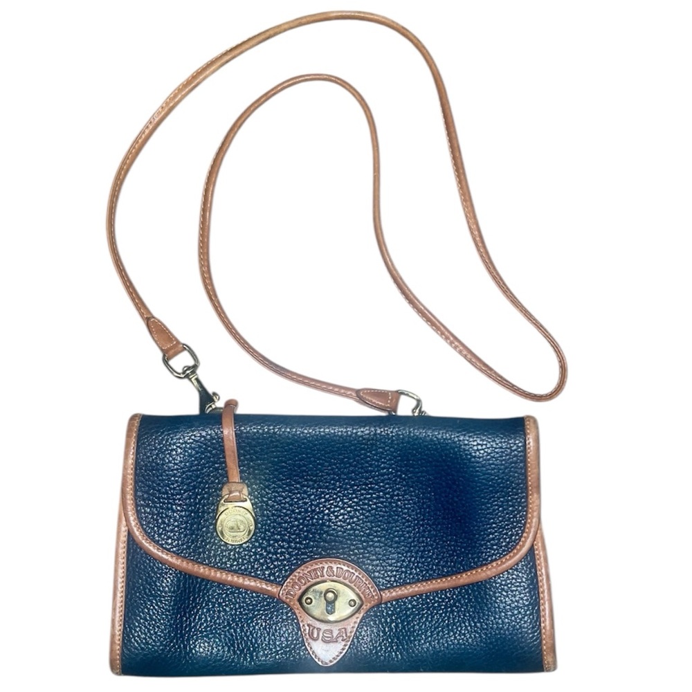 Dooney & Bourke Navy & Tan Leather Shoulder Bag (broken)